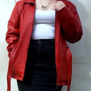 Red leather jacket